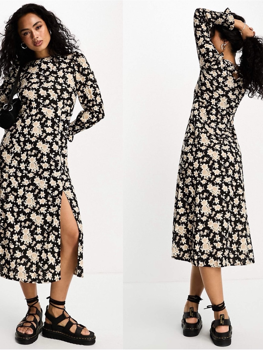 NWOT MNG Mango Floral Print Long Sleeve Midi Dress Size 6